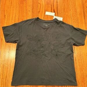 American Eagle Outfitters Dark Gray Floral Tee